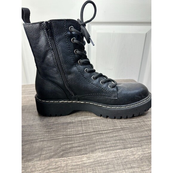 UnionBay Hayden Combat Boots Wms Size 8M Zip Side Lace Up Front Chunky Heel Y2K - Picture 4 of 7